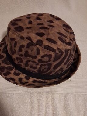 Connection 18 Leopard-Pattern Felt Trilby Hat - Brown and Black  Adjustable Band